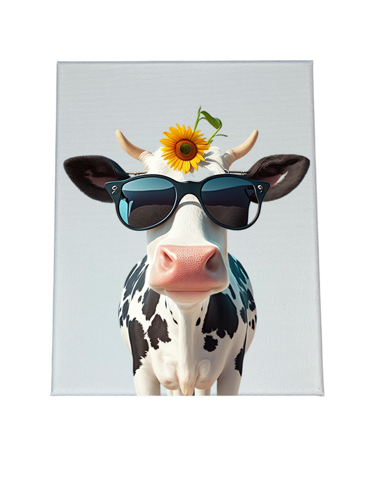 COW WITH DARK GLASSES CANVAS